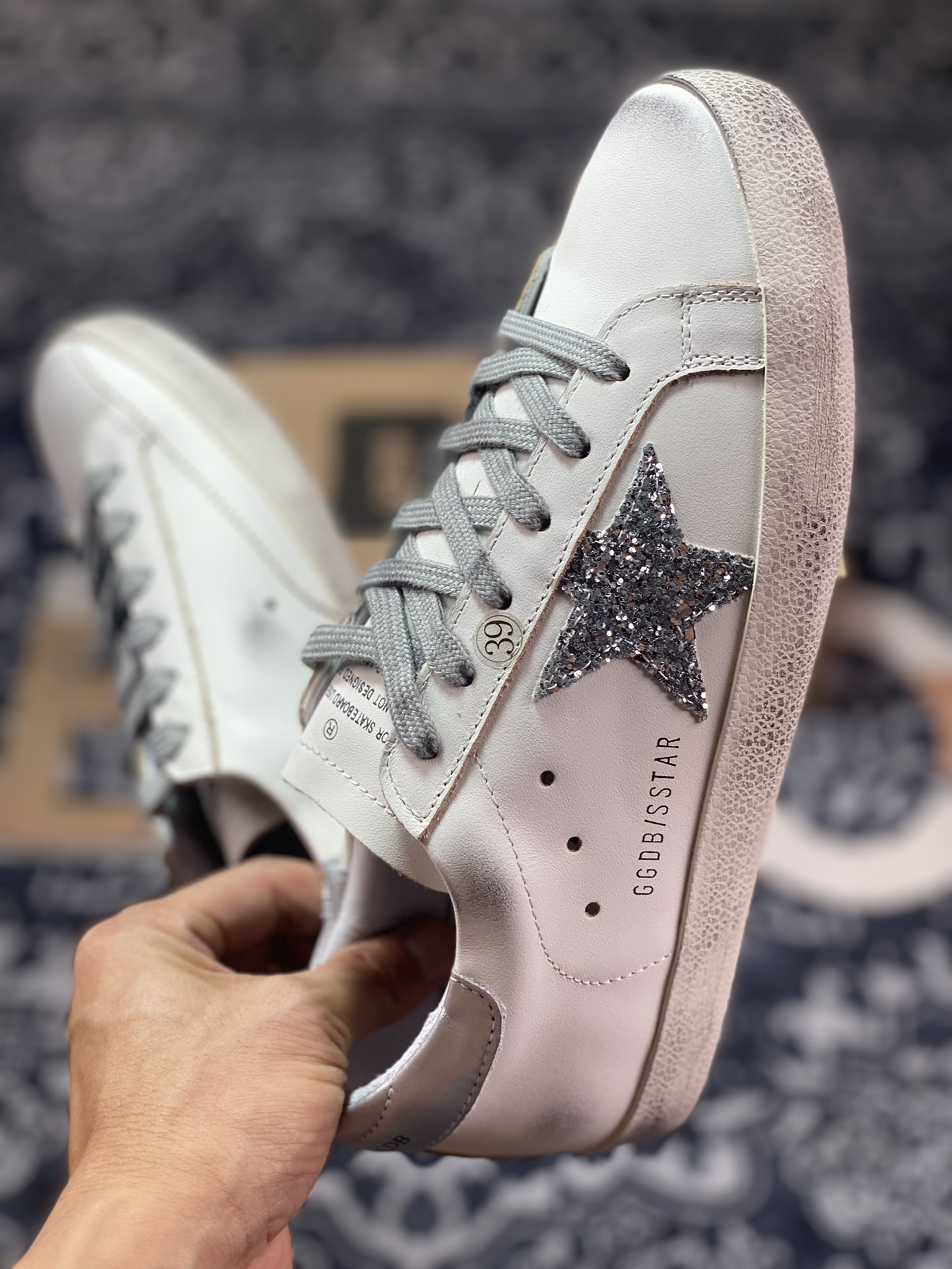 GGDB Golden Goose Super Star series small dirty sneakers silver tail silver star