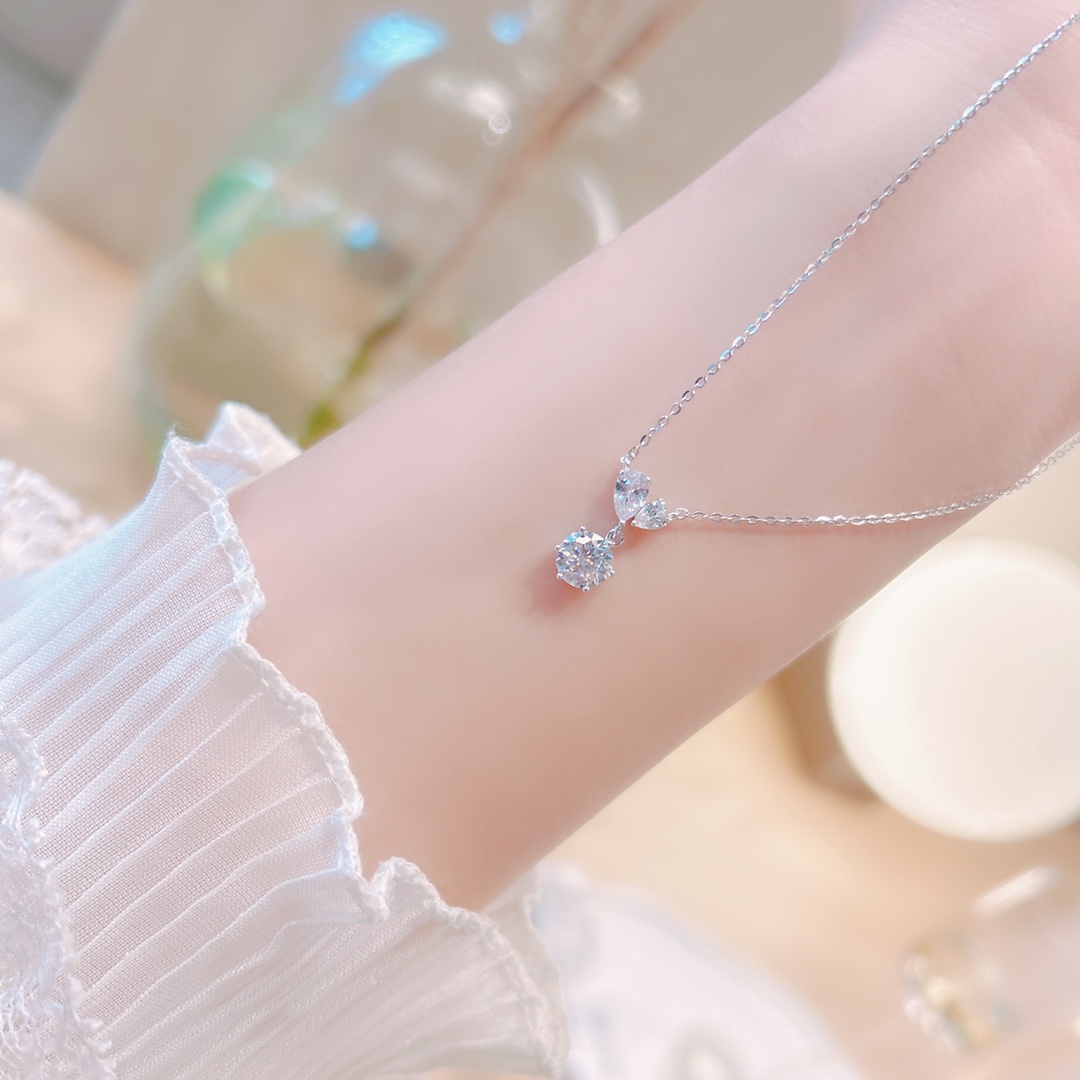 925 Silber Moissanit Kette Niedlich Verabredung Gold