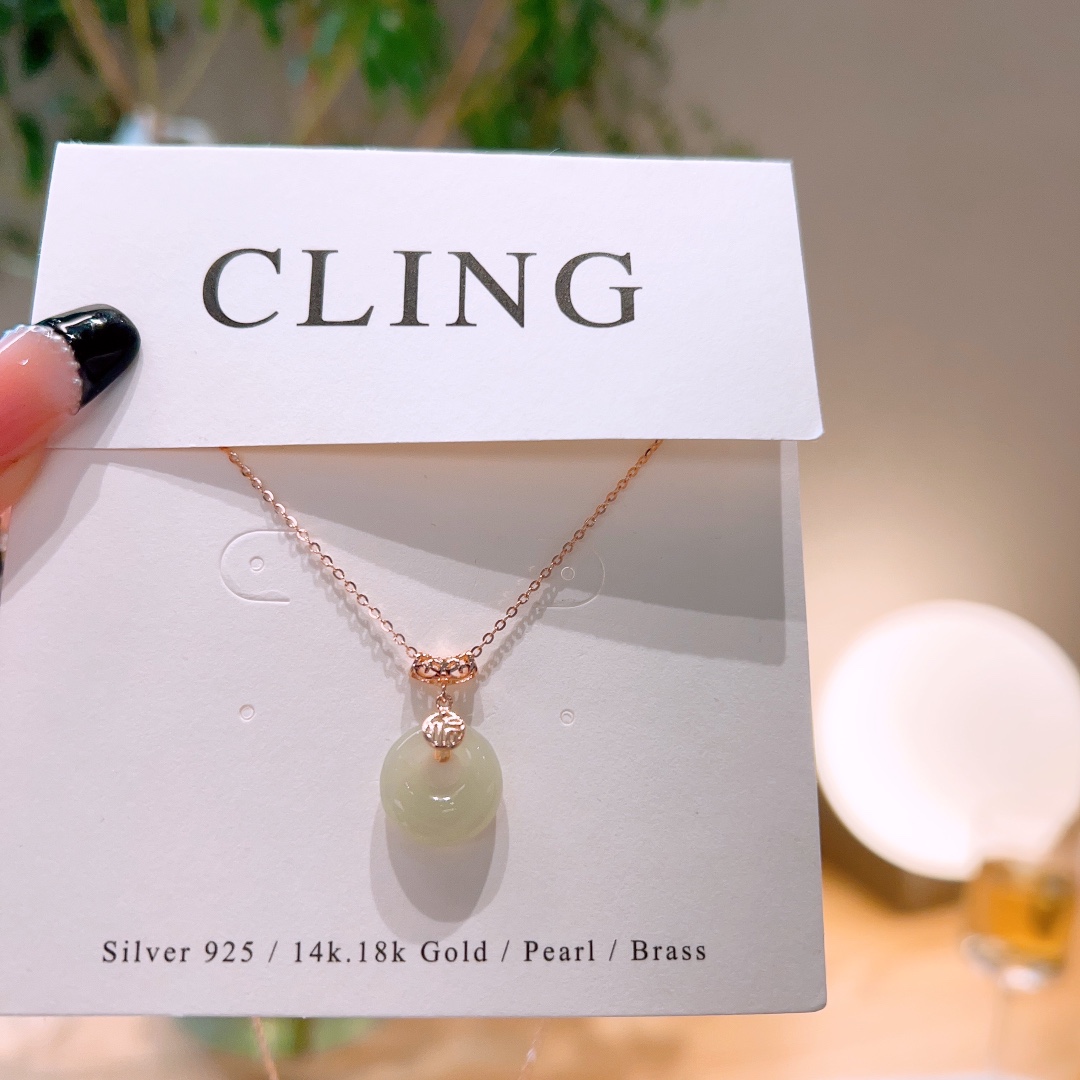 Hypoallergenes Silber Hetian-Jade Kette Mode Weihnachten Silber