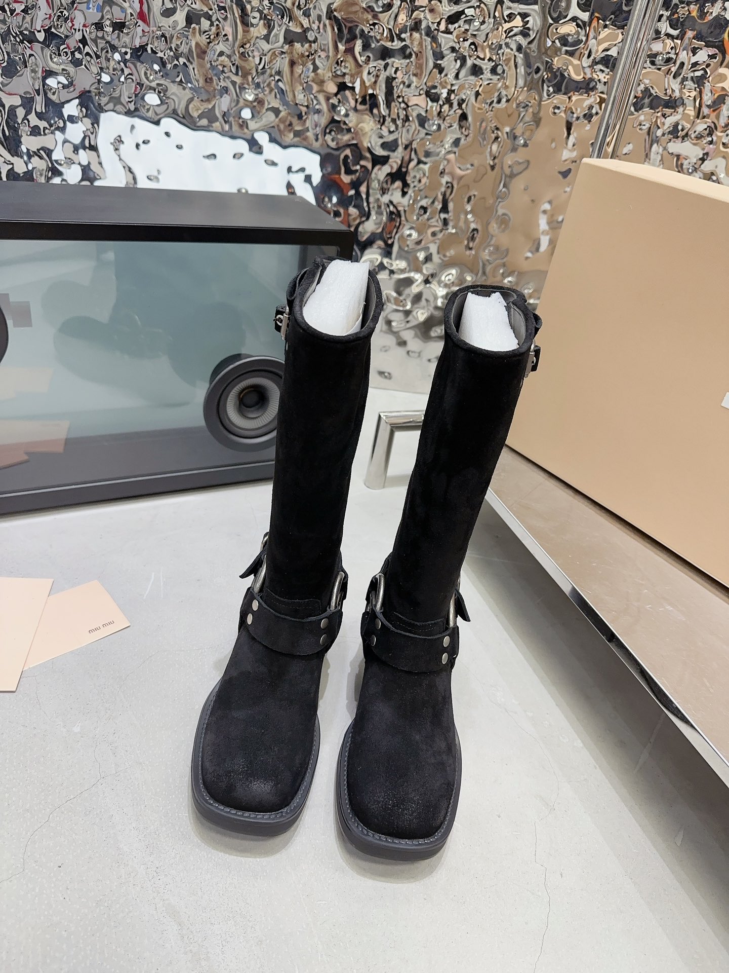 MiuMiu Long Boots Martin Boots Calfskin Cowhide Fall/Winter Collection Vintage