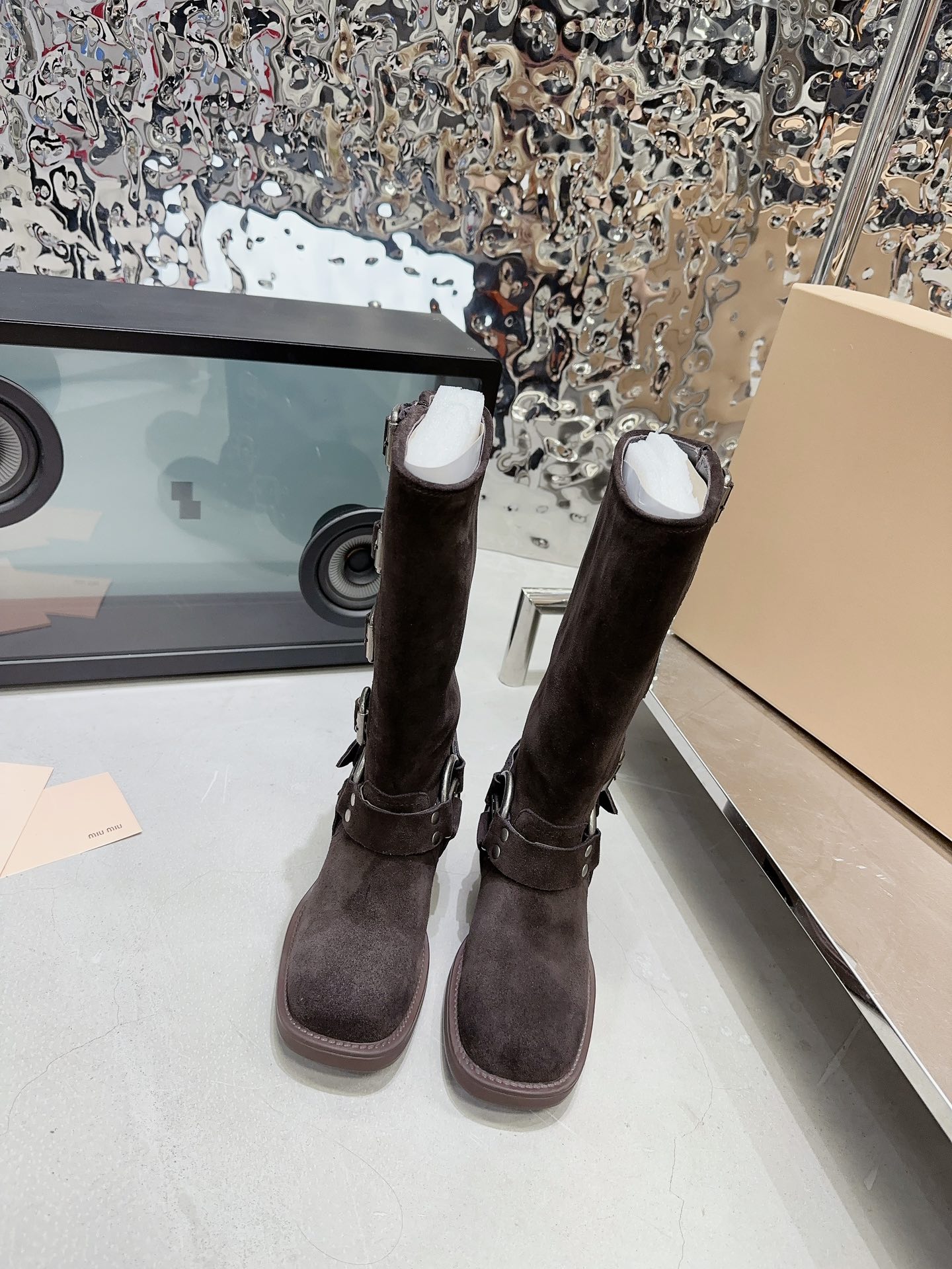 MiuMiu Long Boots Martin Boots Calfskin Cowhide Fall/Winter Collection Vintage