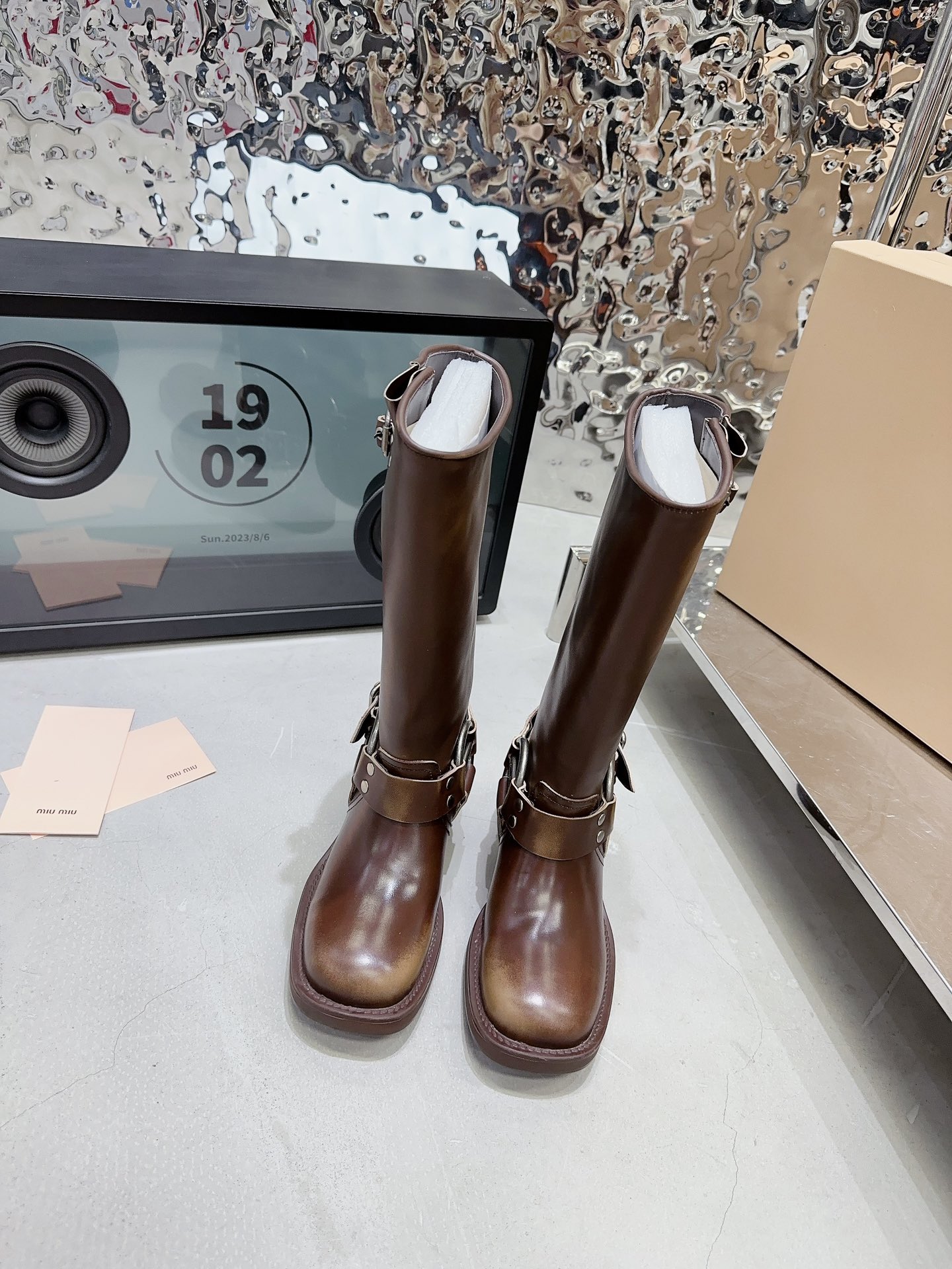 MiuMiu Long Boots Martin Boots Sellers Online
 Calfskin Cowhide Fall/Winter Collection Vintage