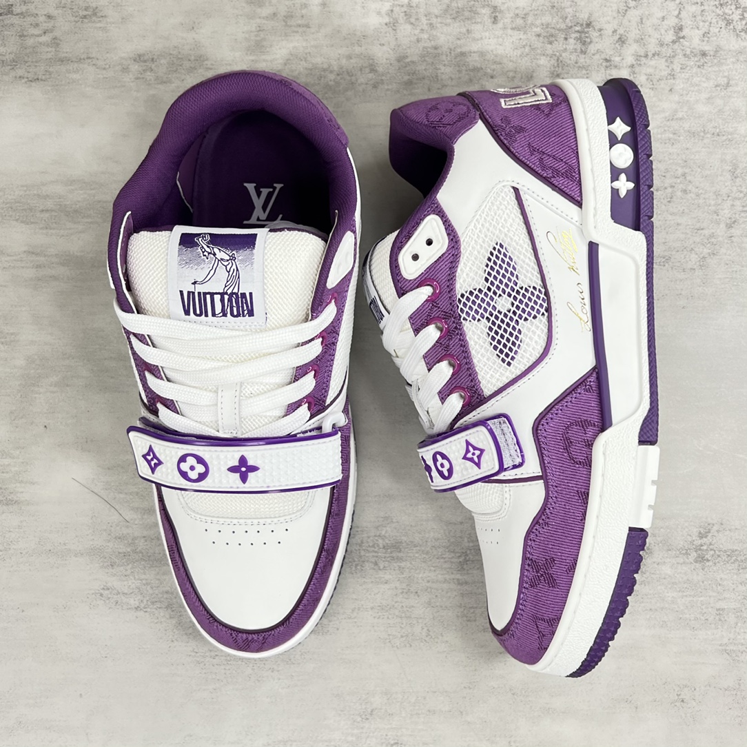 Louis Vuitton 新款上架 2023 Louis*Vuitto* LV Trainer 魔术贴最新款 大底和面料私模 绝对下血本费心思的一款鞋子 自Vifgil到来之后而设计的这一系列 每一季度都深受众多粉丝的青睐 TPU 大底 包装
