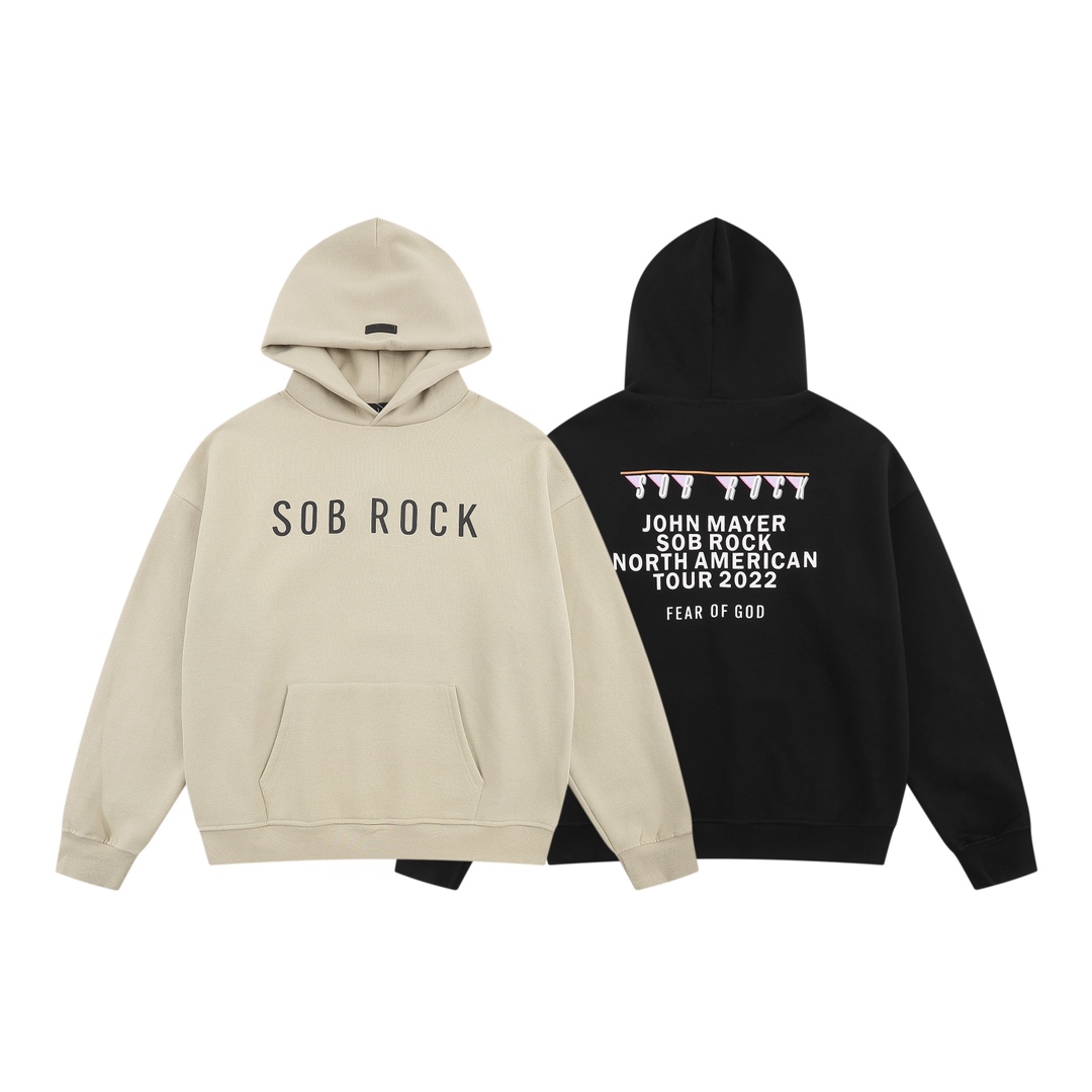 Fear Of God Clothing Hoodies Black Printing Hooded Top