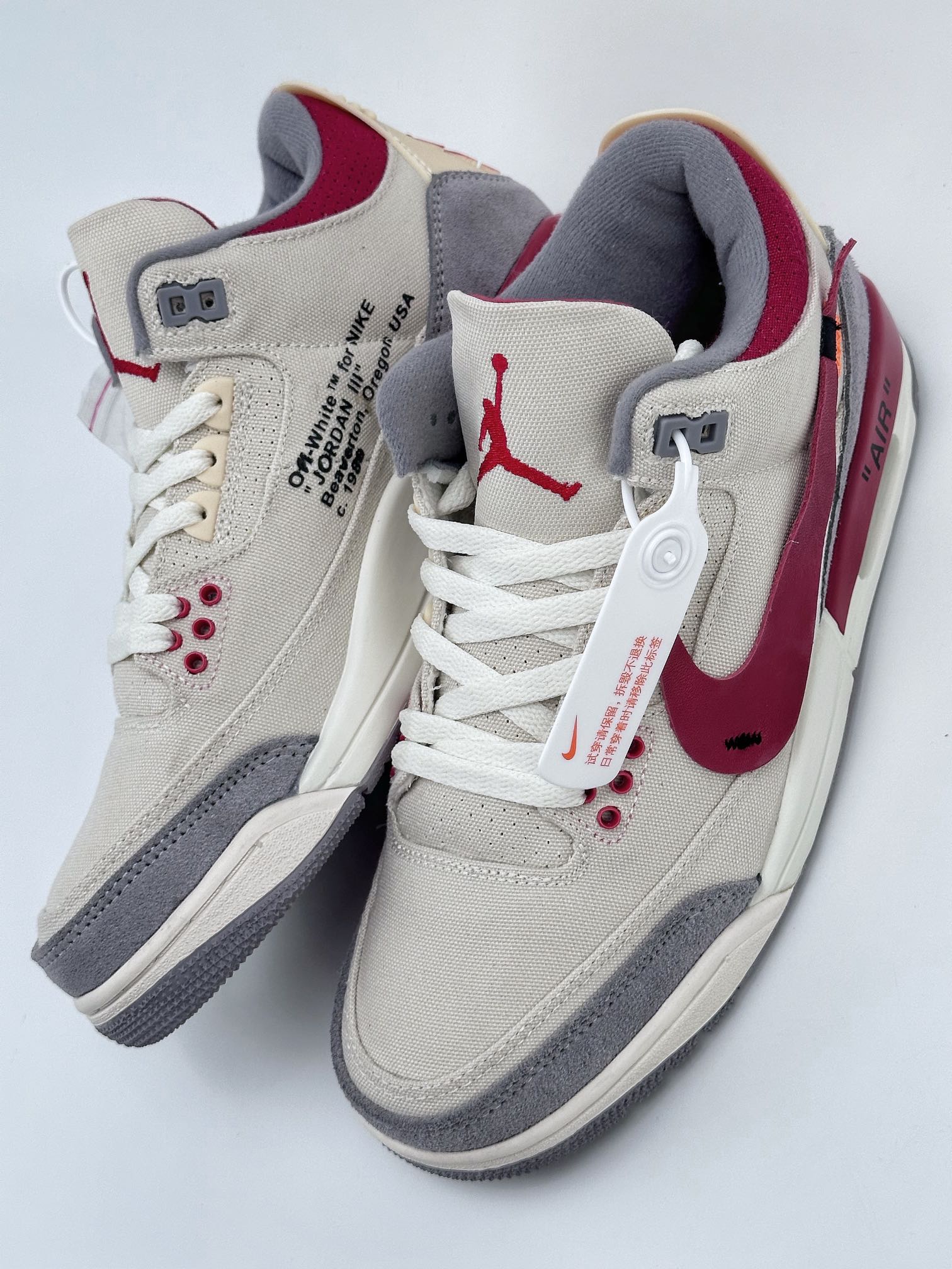 Air Jordan 3 Retro x OFF WHITE 米白红 潮流复古篮球鞋 DH7139-123