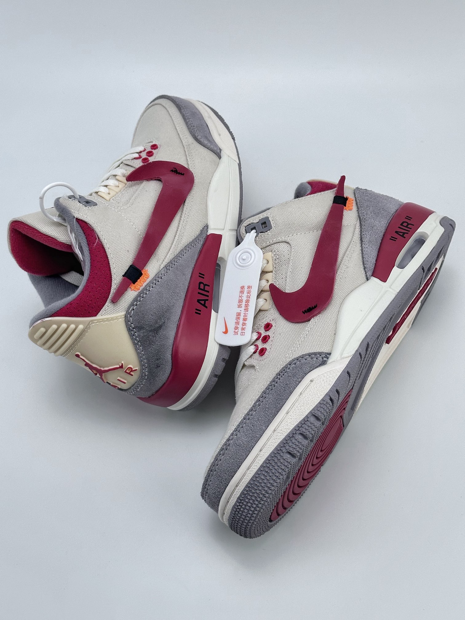 Air Jordan 3 Retro x OFF WHITE 米白红 潮流复古篮球鞋 DH7139-123