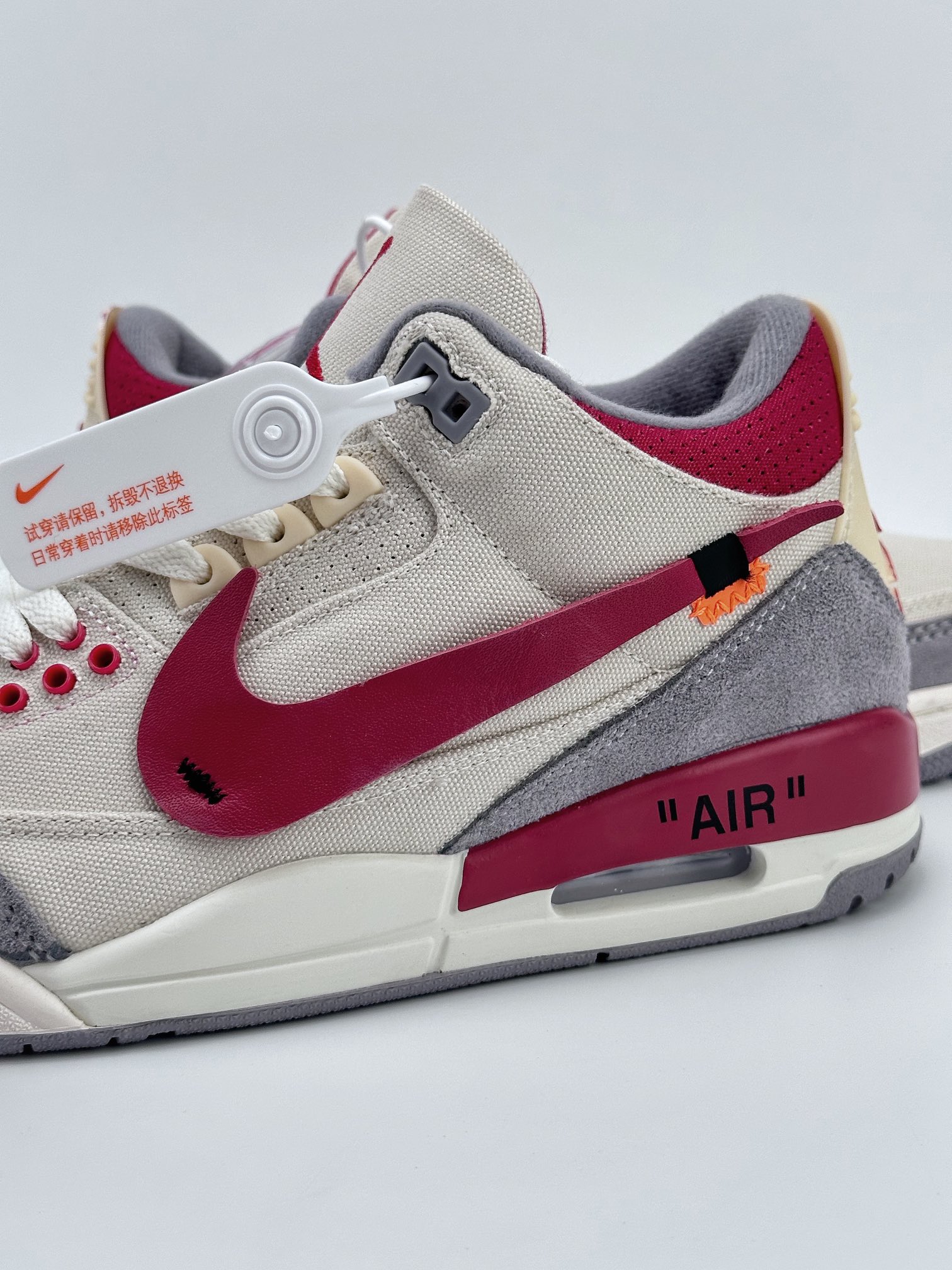 Air Jordan 3 Retro x OFF WHITE 米白红 潮流复古篮球鞋 DH7139-123