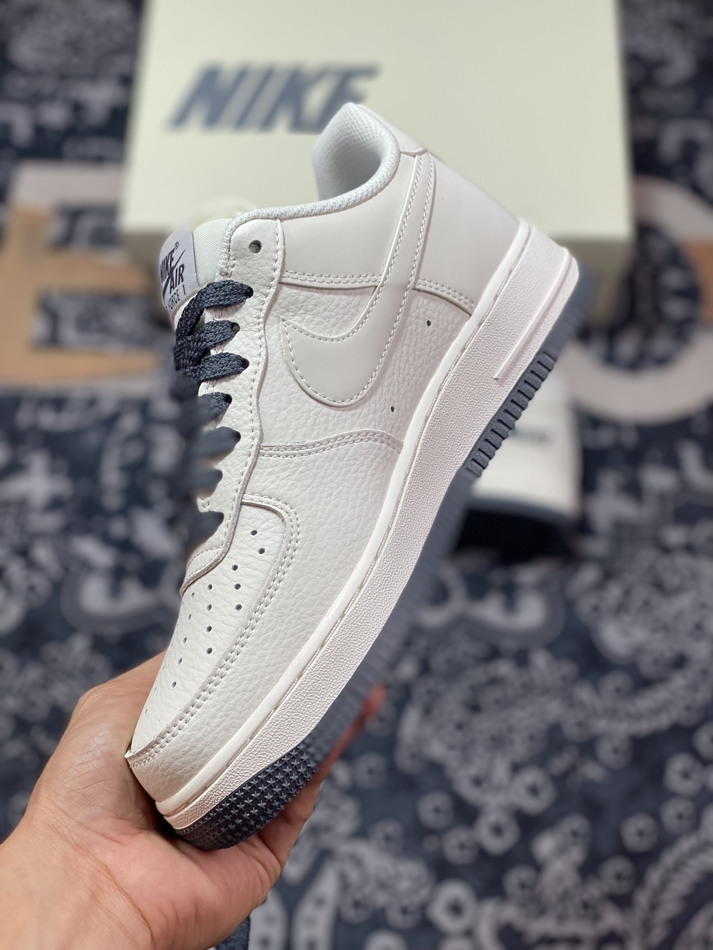 Nike Air Force 1'07 Low”Beige White/Dark Grey Reflective” Air Force One classic low-top sneakers ”Leather Beige Dark Grey NIKE Reflective Triple Hook” TV2306-253