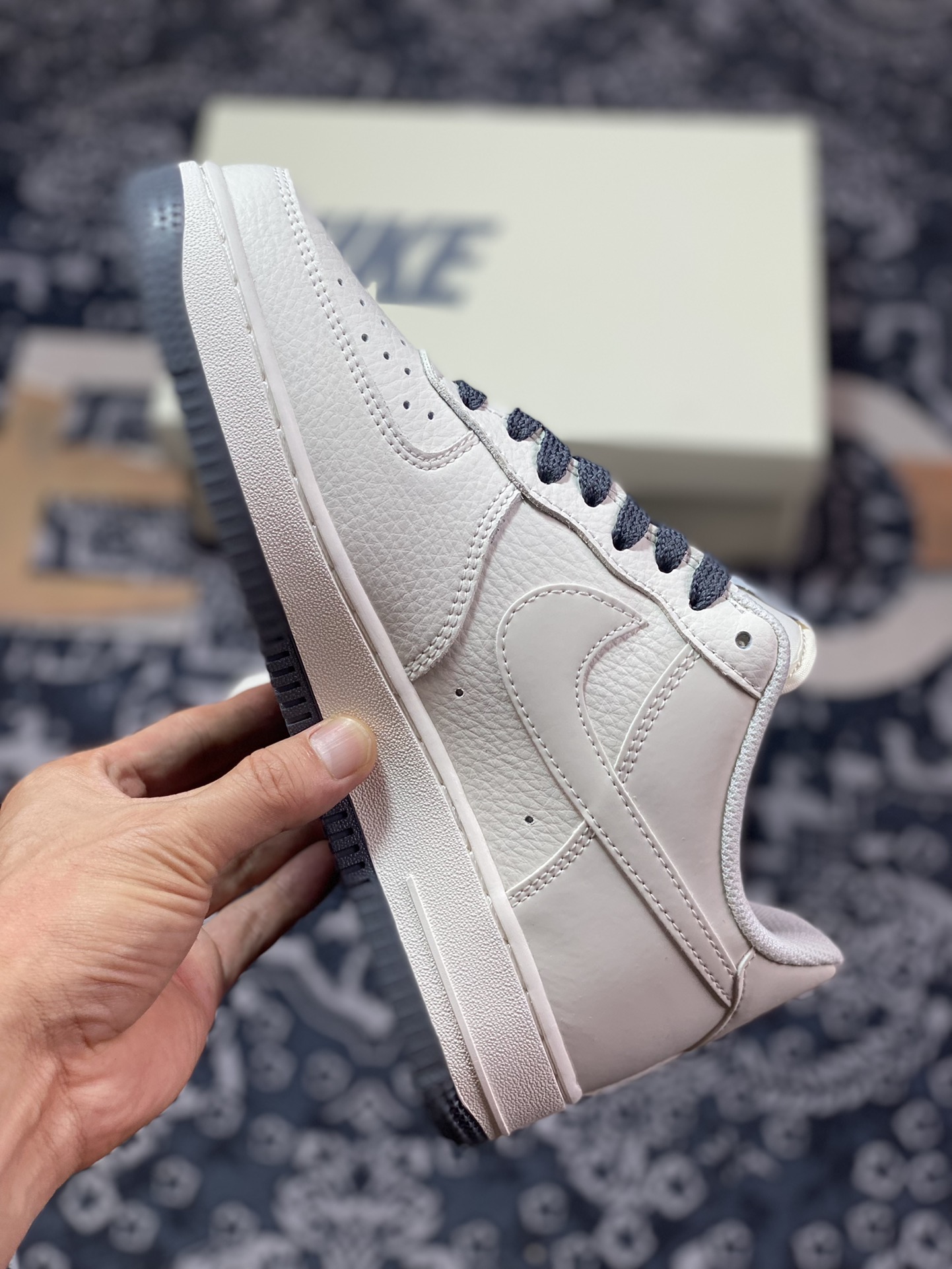 Nike Air Force 1'07 Low”Beige White/Dark Grey Reflective” Air Force One classic low-top sneakers ”Leather Beige Dark Grey NIKE Reflective Triple Hook” TV2306-253