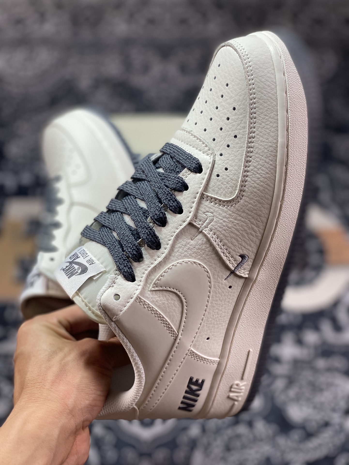 Nike Air Force 1'07 Low”Beige White/Dark Grey Reflective” Air Force One classic low-top sneakers ”Leather Beige Dark Grey NIKE Reflective Triple Hook” TV2306-253