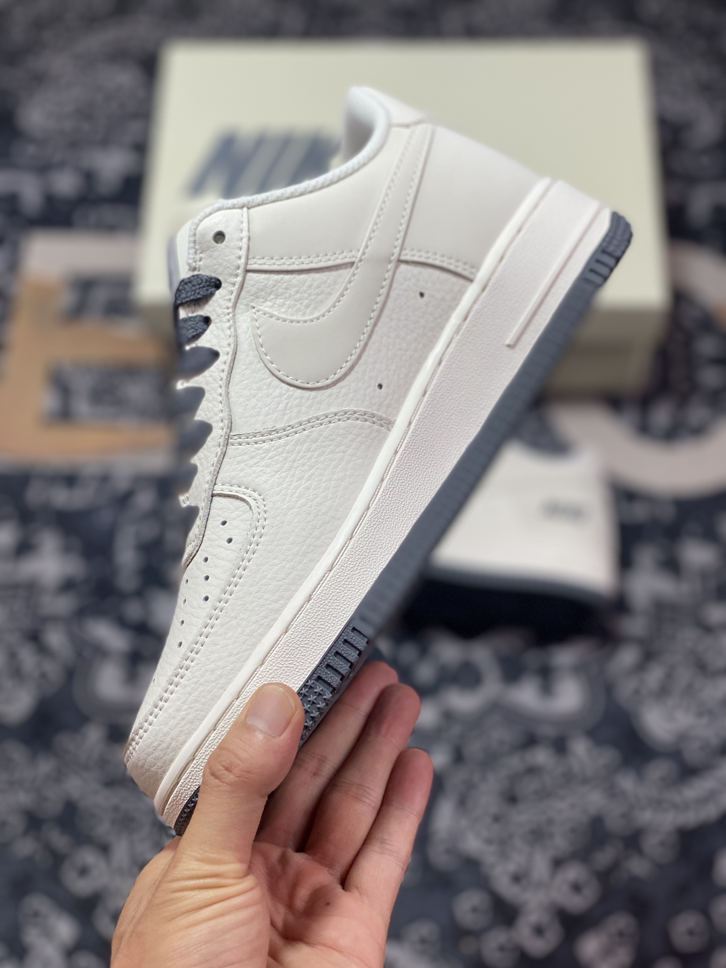 Nike Air Force 1'07 Low”Beige White/Dark Grey Reflective” Air Force One classic low-top sneakers ”Leather Beige Dark Grey NIKE Reflective Triple Hook” TV2306-253