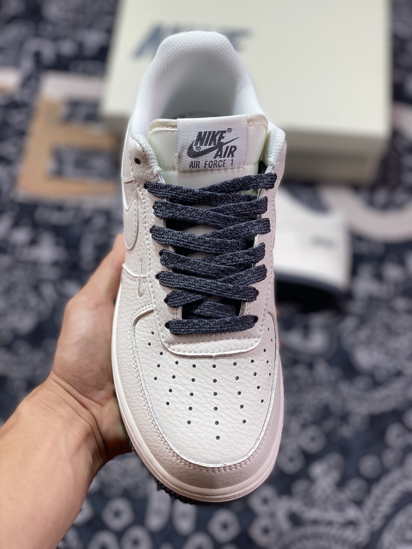 Nike Air Force 1'07 Low”Beige White/Dark Grey Reflective” Air Force One classic low-top sneakers ”Leather Beige Dark Grey NIKE Reflective Triple Hook” TV2306-253