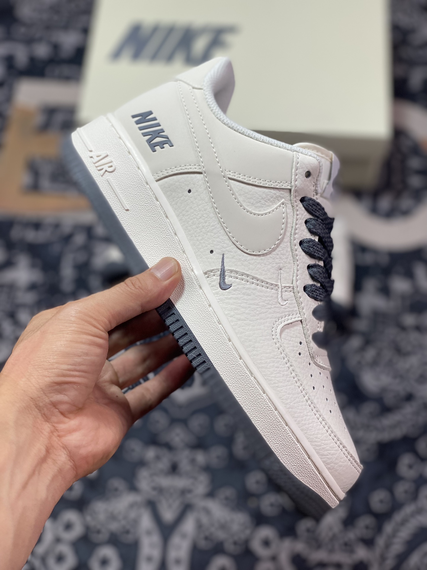 Nike Air Force 1'07 Low”Beige White/Dark Grey Reflective” Air Force One classic low-top sneakers ”Leather Beige Dark Grey NIKE Reflective Triple Hook” TV2306-253