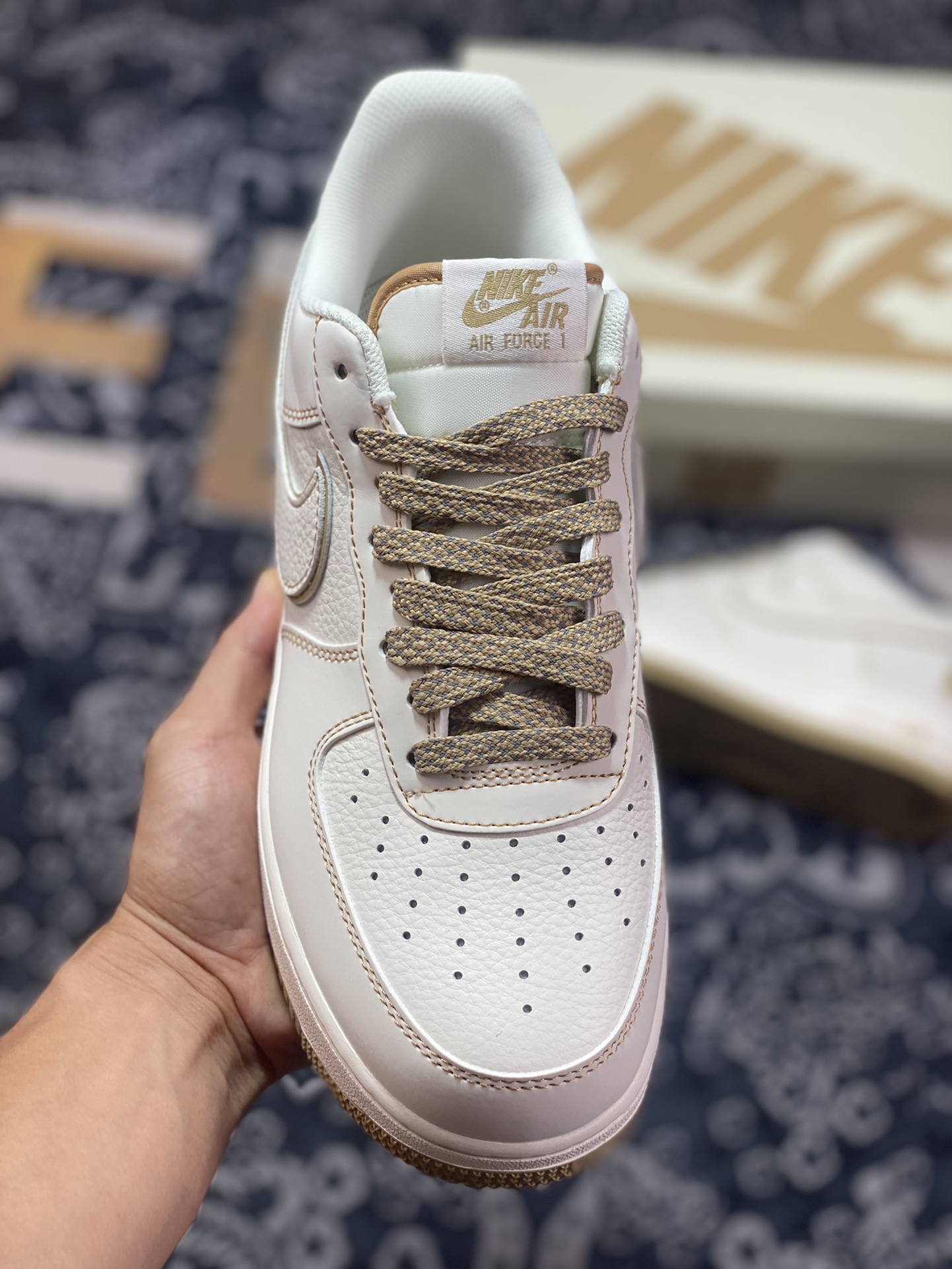 UNDEFEATED x Nike Air Force 1′07 Low”Beige/Brown 3M” Air Force One Sneakers “Leather Beige Brown Five-Bar 3M Reflective” UT2022-028