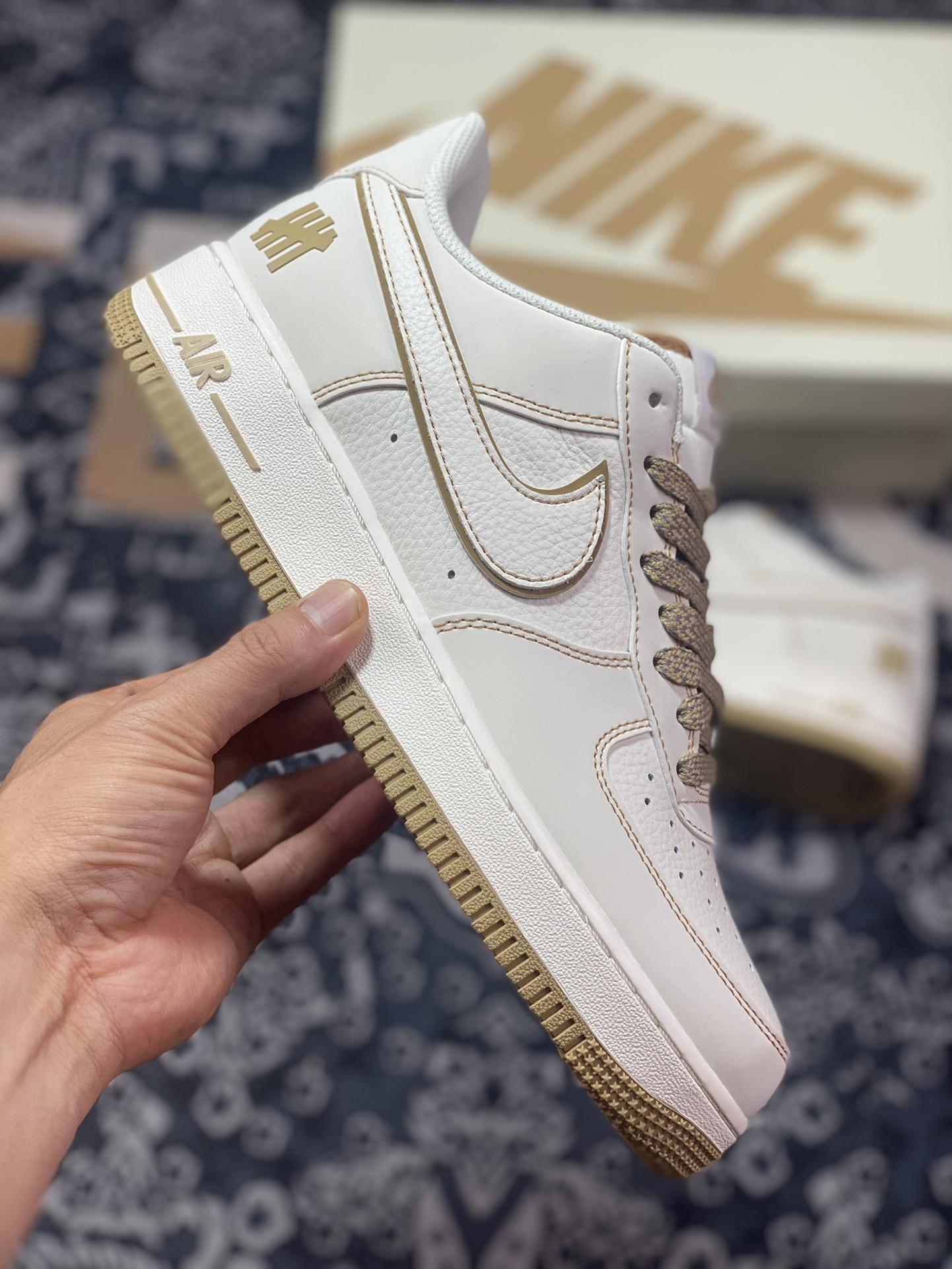 UNDEFEATED x Nike Air Force 1′07 Low”Beige/Brown 3M” Air Force One Sneakers “Leather Beige Brown Five-Bar 3M Reflective” UT2022-028