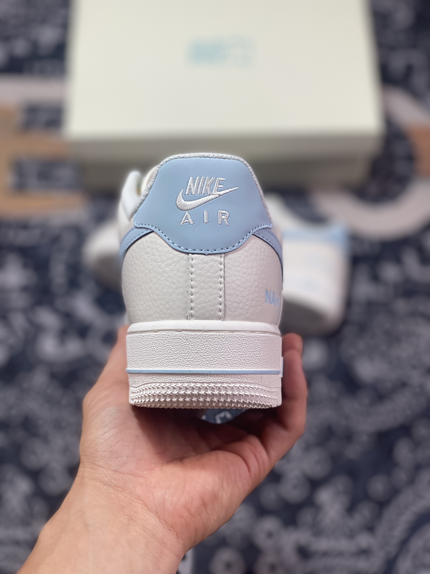 240  Nike Air Force 1‘07”NAI-KE/Beige/Light Blue“空军一号板鞋“NAIKE米白浅蓝小钩”NK0621-933