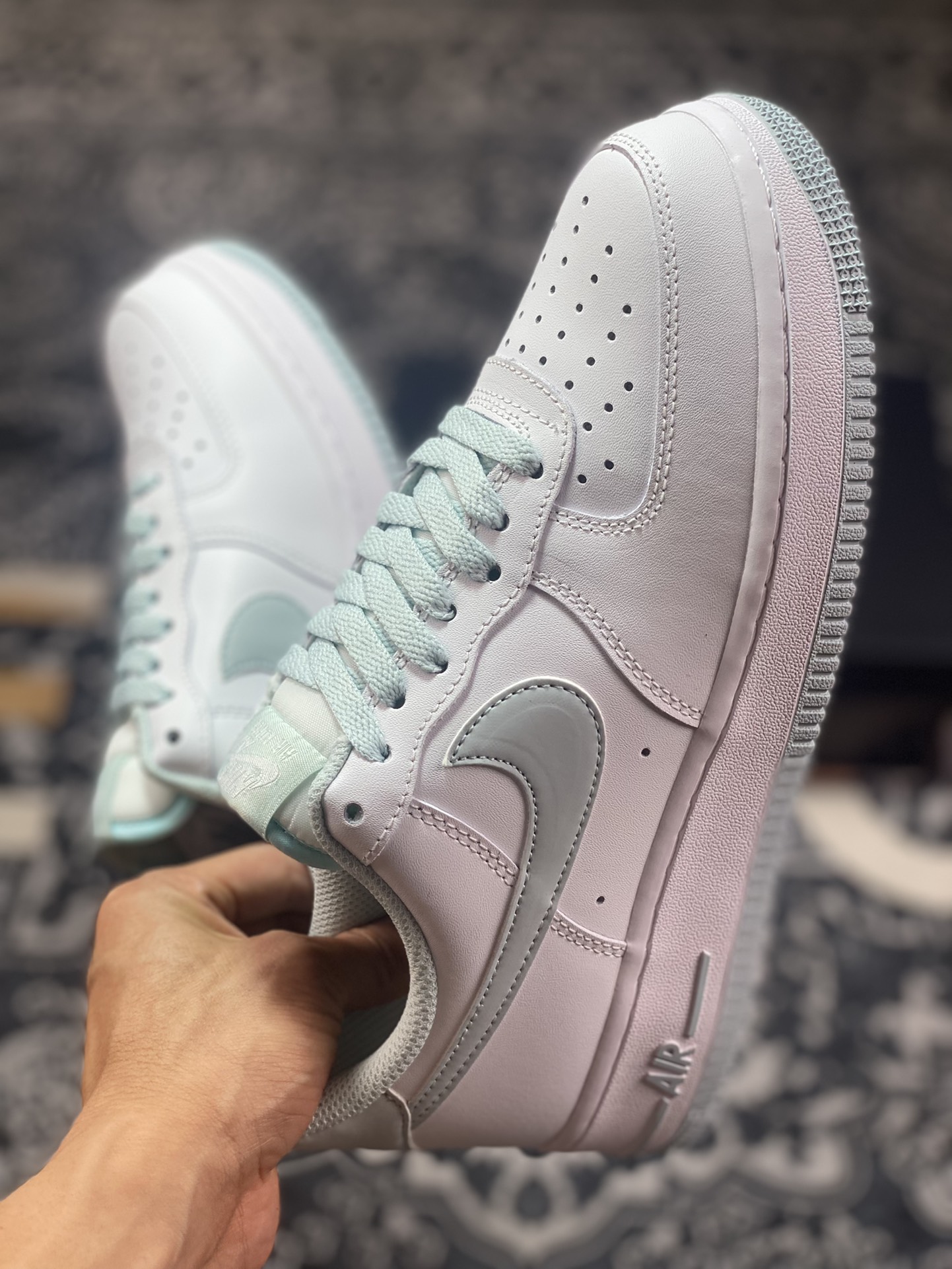 Nike Air Force 1'07 Low”White/Mint 3M” Air Force One Classic Low-Top Sneakers ”Leather White Vanilla Mint Green Reflective Hooks” JX2696-853