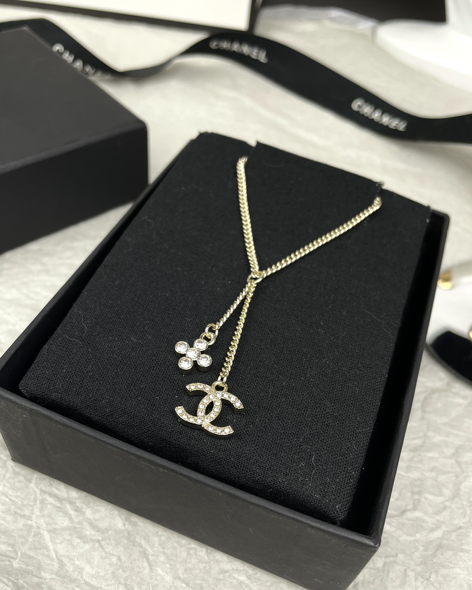 Chrome Hearts Ch@nel 花朵双C镶钻 简约款 项链