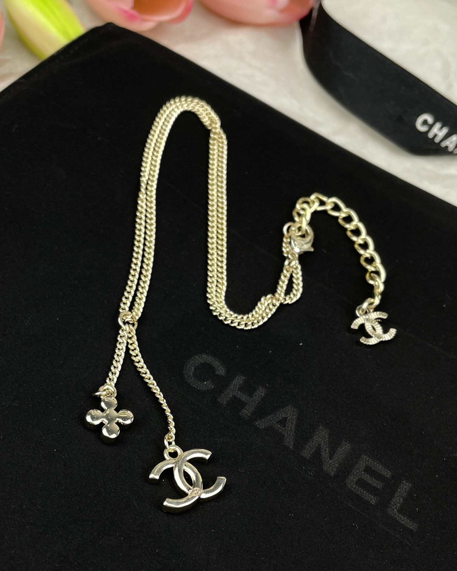 Chrome Hearts Ch@nel 花朵双C镶钻 简约款 项链