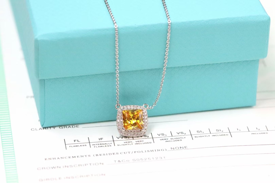 Tiffany & Co. Tiffany&Co. 方形黄钻项链 925银