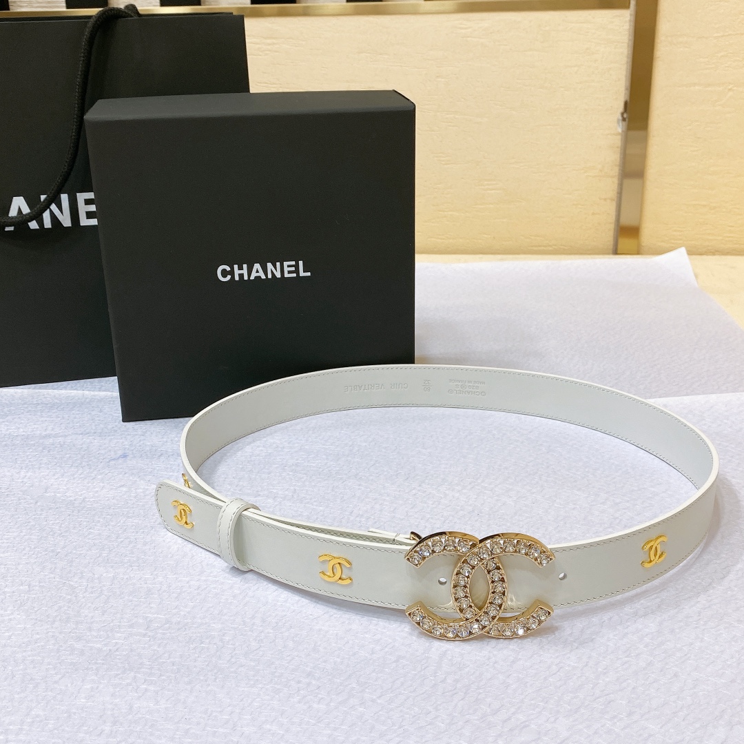 chanel23pCC水钻金与银小牛皮腰带3.0cm精品精致典雅