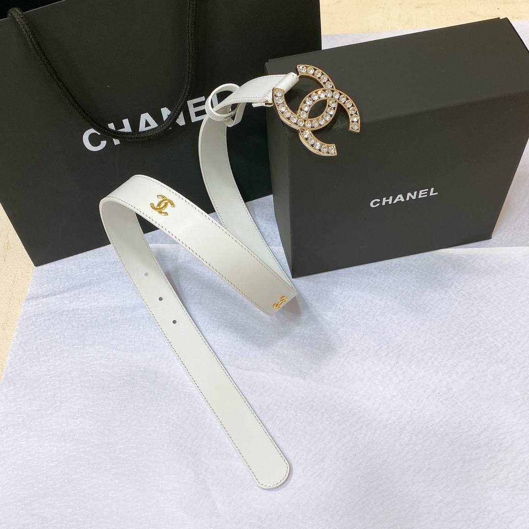 chanel23pCC水钻金与银小牛皮腰带3.0cm精品精致典雅