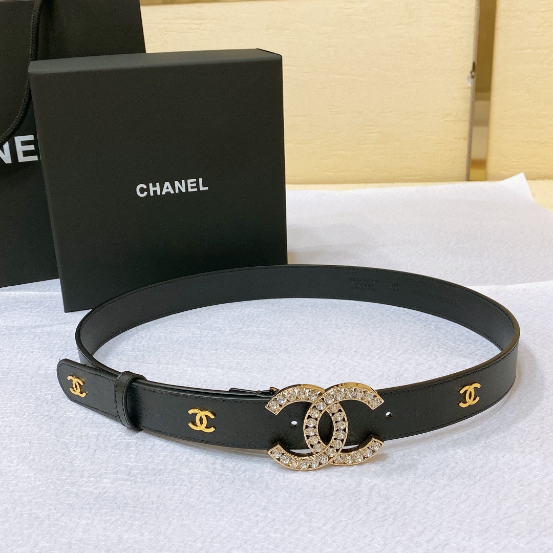 chanel23pCC水钻金与银小牛皮腰带3.0cm精品精致典雅