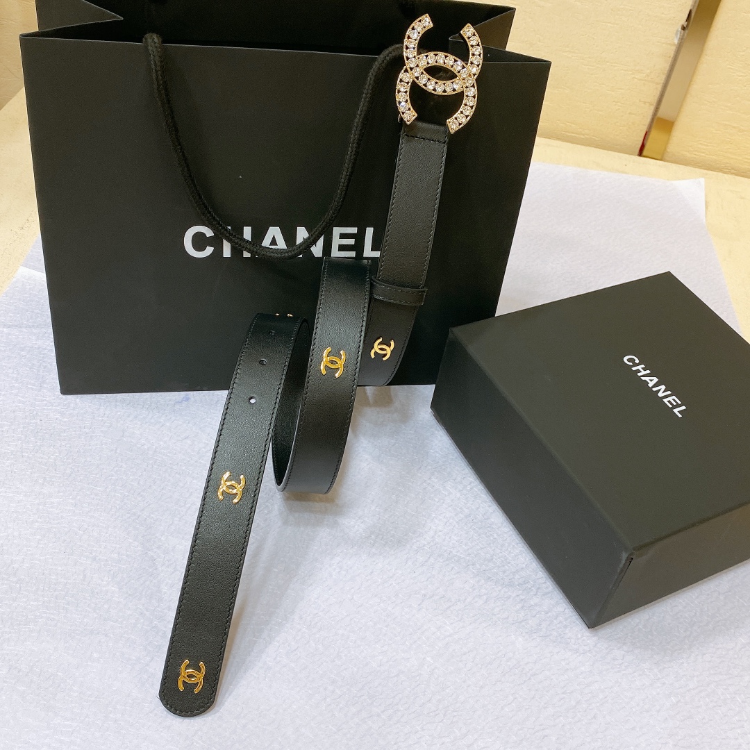 chanel23pCC水钻金与银小牛皮腰带3.0cm精品精致典雅