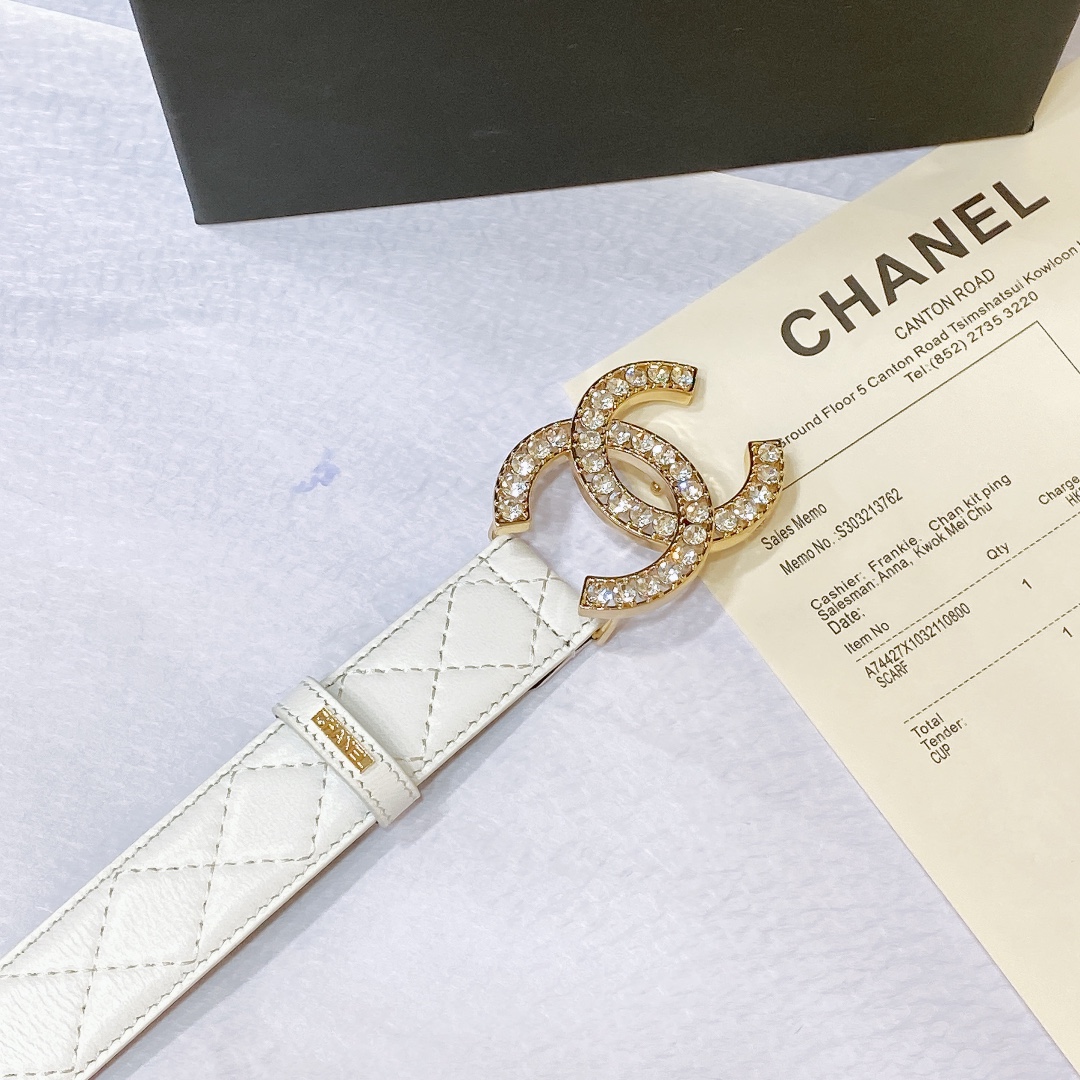 chanel23pCC水钻金与银小羊皮腰带3.0cm精品精致典雅