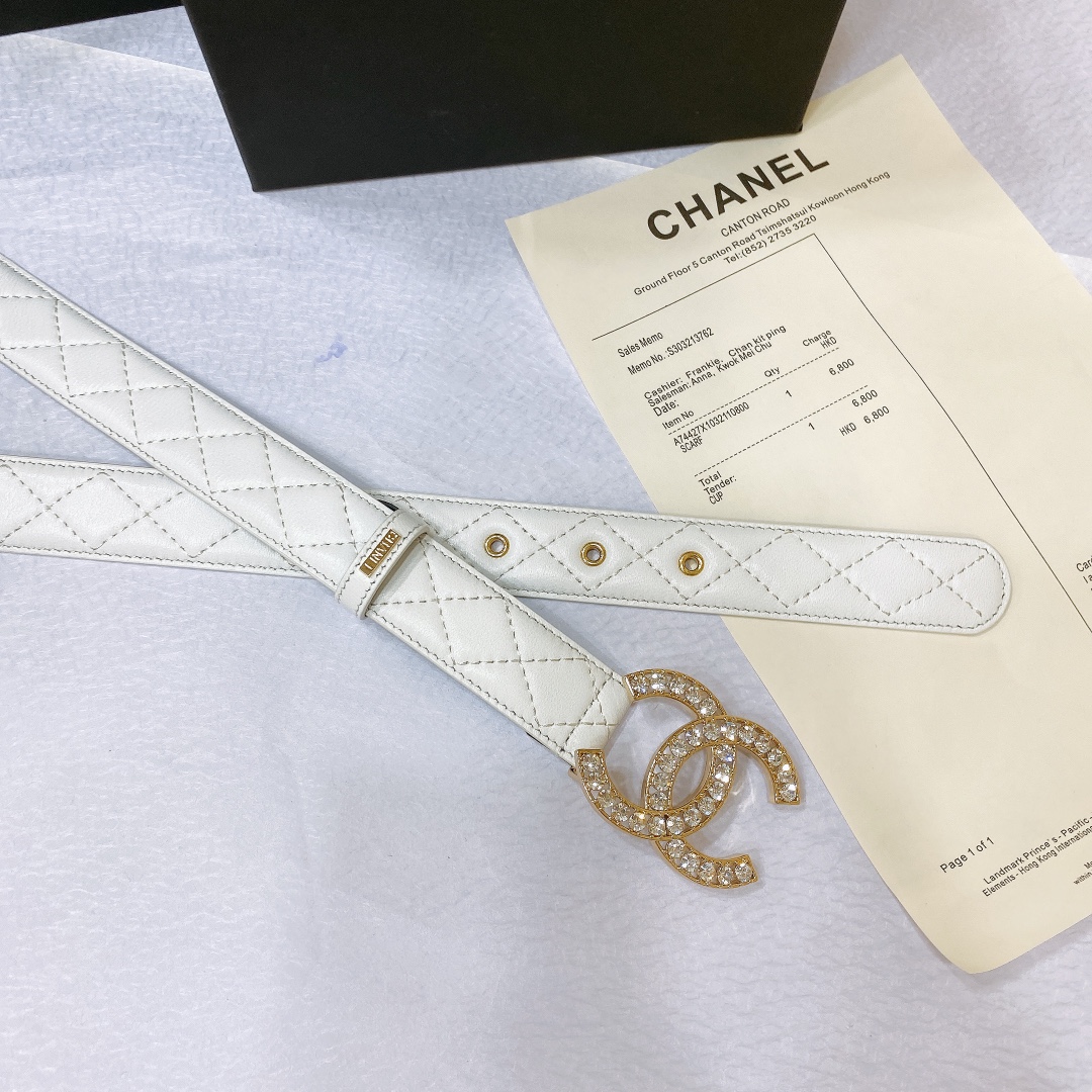 chanel23pCC水钻金与银小羊皮腰带3.0cm精品精致典雅