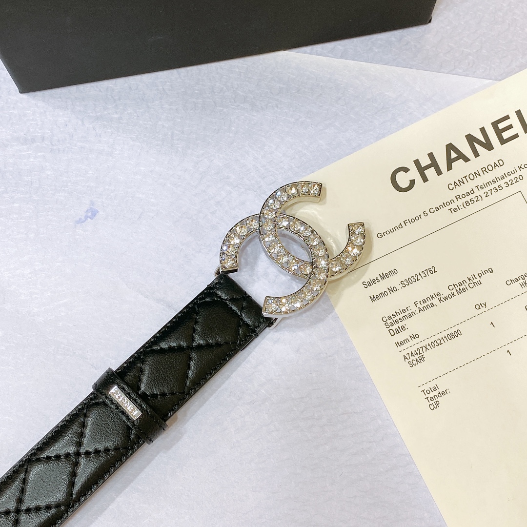 chanel23pCC水钻金与银小羊皮腰带3.0cm精品精致典雅