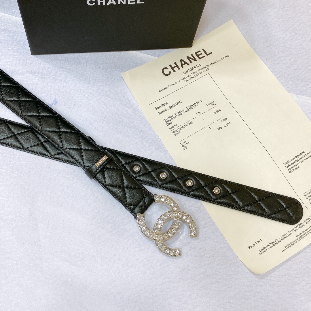 chanel23pCC水钻金与银小羊皮腰带3.0cm精品精致典雅