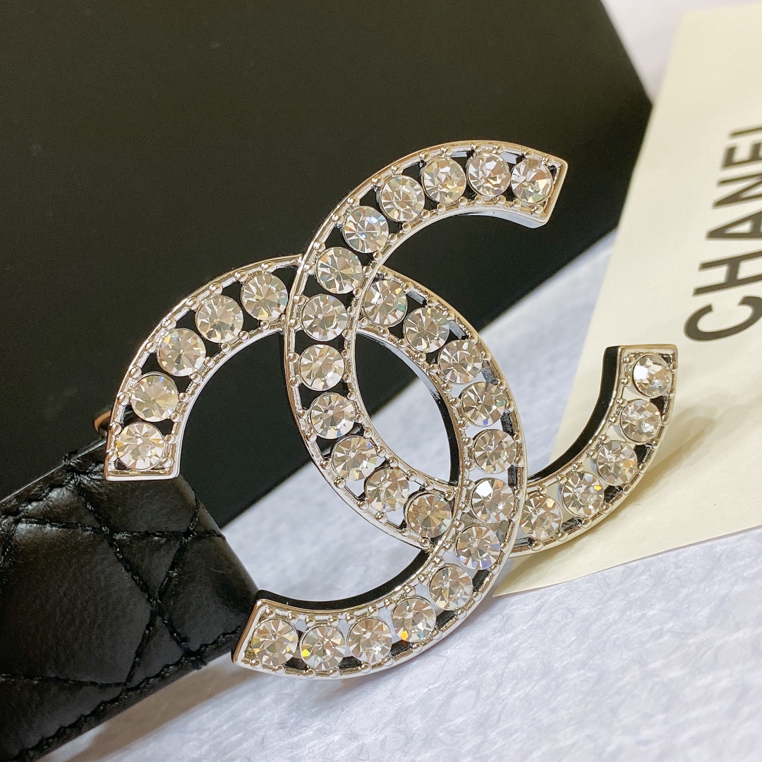 chanel23pCC水钻金与银小羊皮腰带3.0cm精品精致典雅