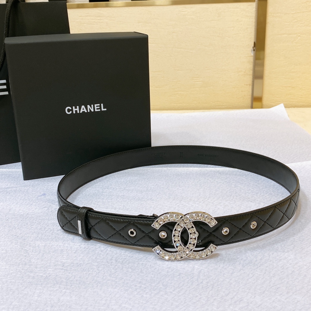 chanel23pCC水钻金与银小羊皮腰带3.0cm精品精致典雅