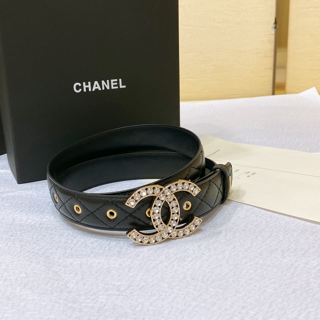 chanel23pCC水钻金与银小羊皮腰带3.0cm精品精致典雅