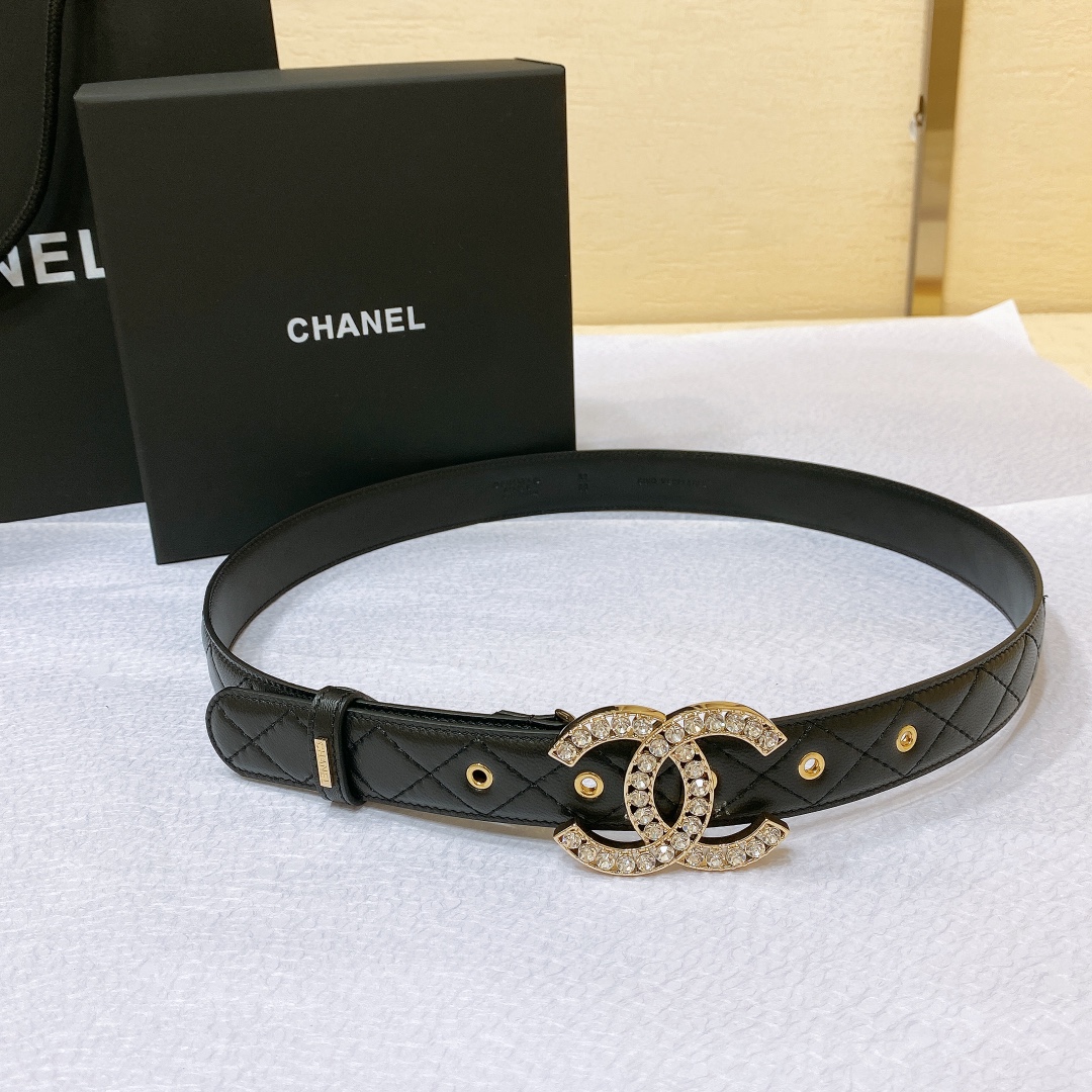 chanel23pCC水钻金与银小羊皮腰带3.0cm精品精致典雅