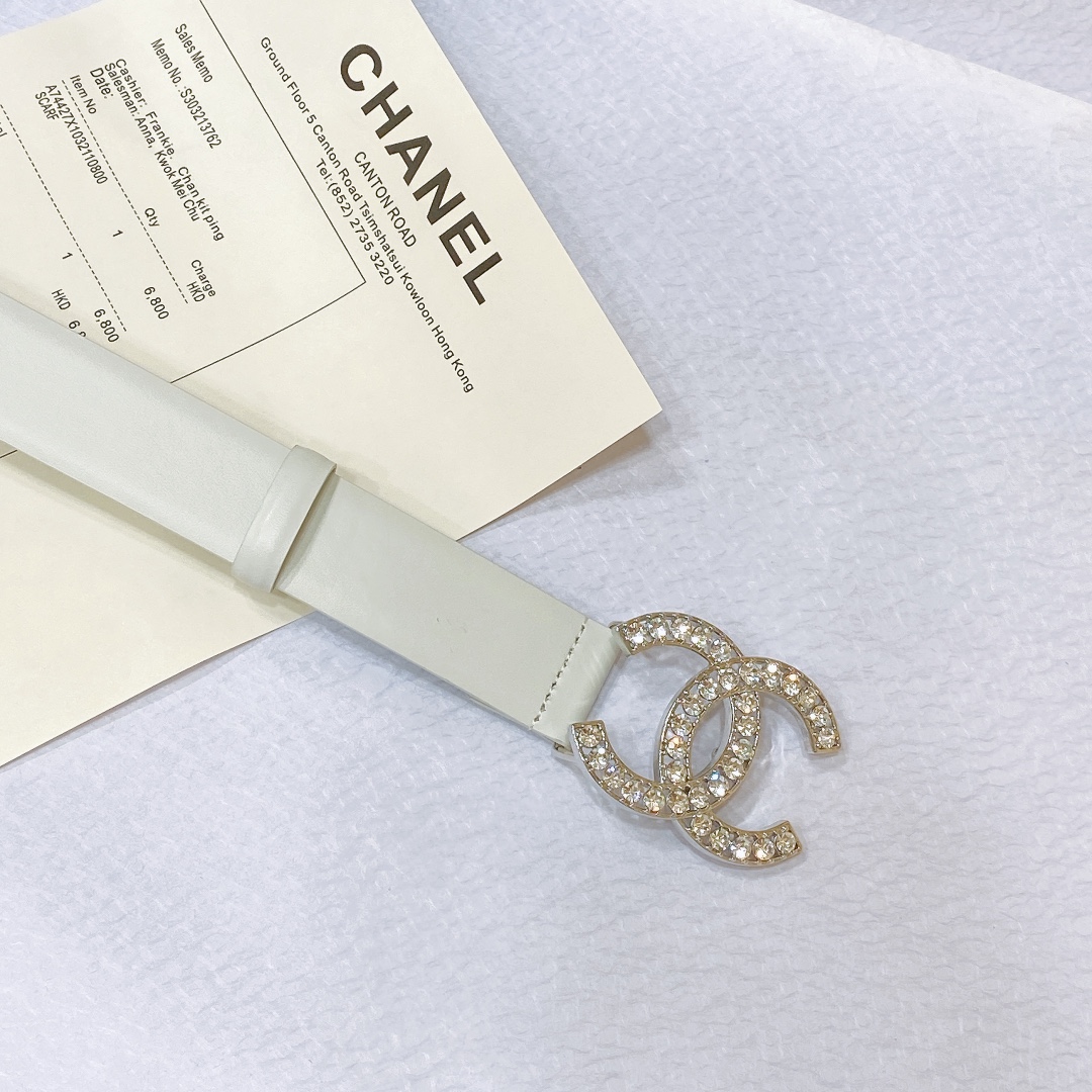 chanel23pCC水钻金与银进口胎牛皮腰带3.0cm精品精致典雅