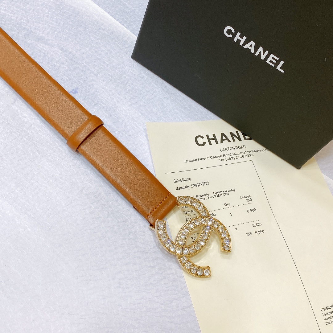 chanel23pCC水钻金与银进口胎牛皮腰带3.0cm精品精致典雅