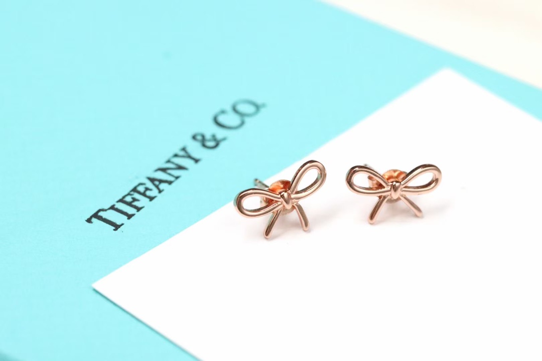 Tiffany & Co. Tiffany&Co. 玫‮金瑰‬蝴蝶结 耳钉 925银