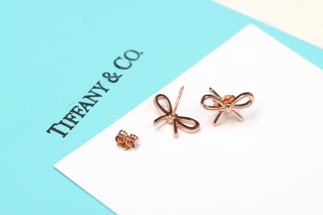 Tiffany & Co. Tiffany&Co. 玫‮金瑰‬蝴蝶结 耳钉 925银