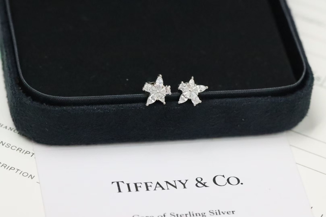 Tiffany & Co. Tiffany&Co. 满钻不规则小花 耳钉 925银