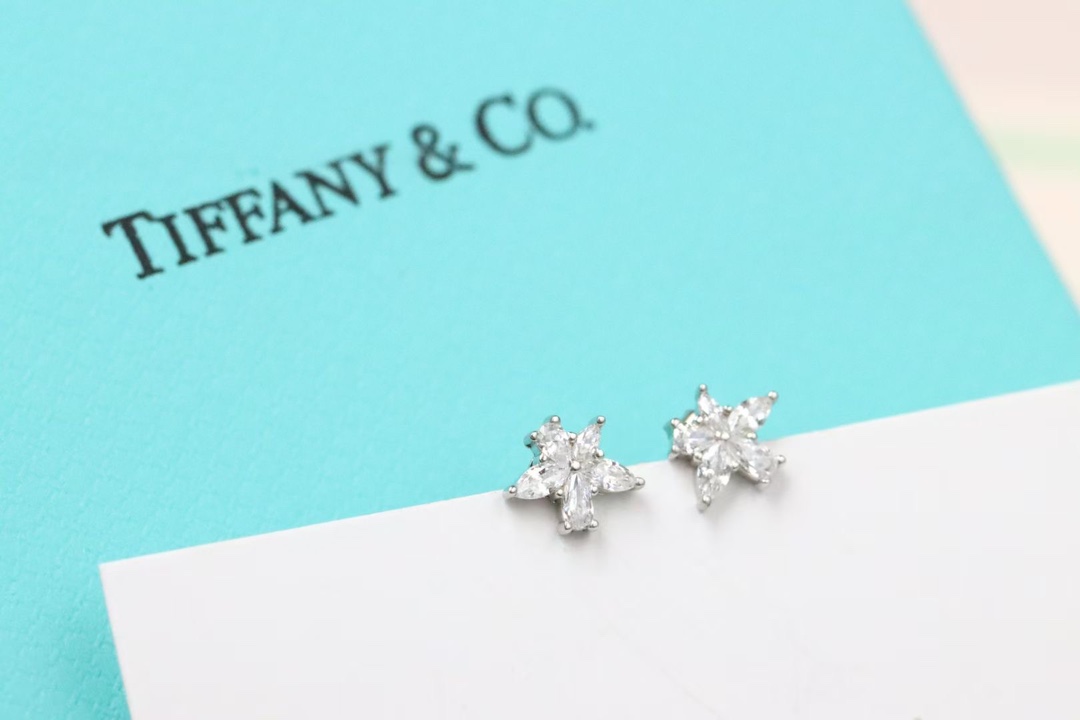 Tiffany & Co. Tiffany&Co. 满钻不规则小花 耳钉 925银