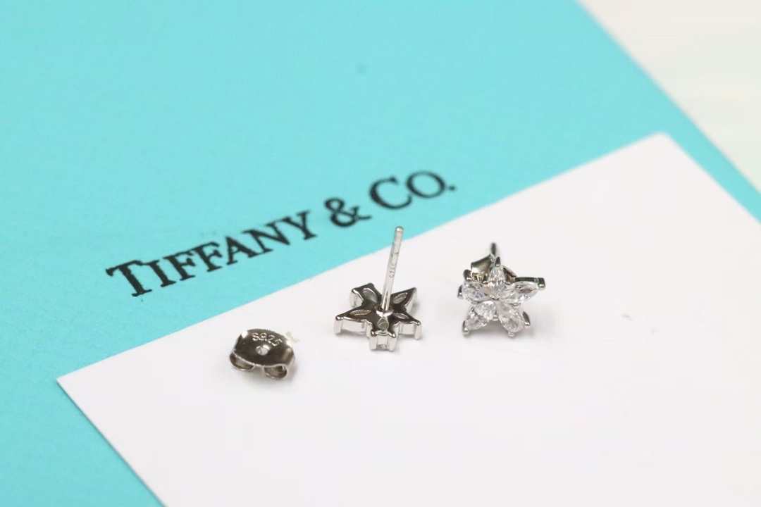 Tiffany & Co. Tiffany&Co. 满钻不规则小花 耳钉 925银