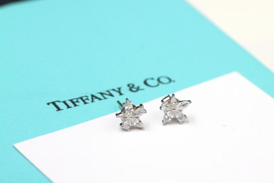 Tiffany & Co. Tiffany&Co. 满钻不规则小花 耳钉 925银