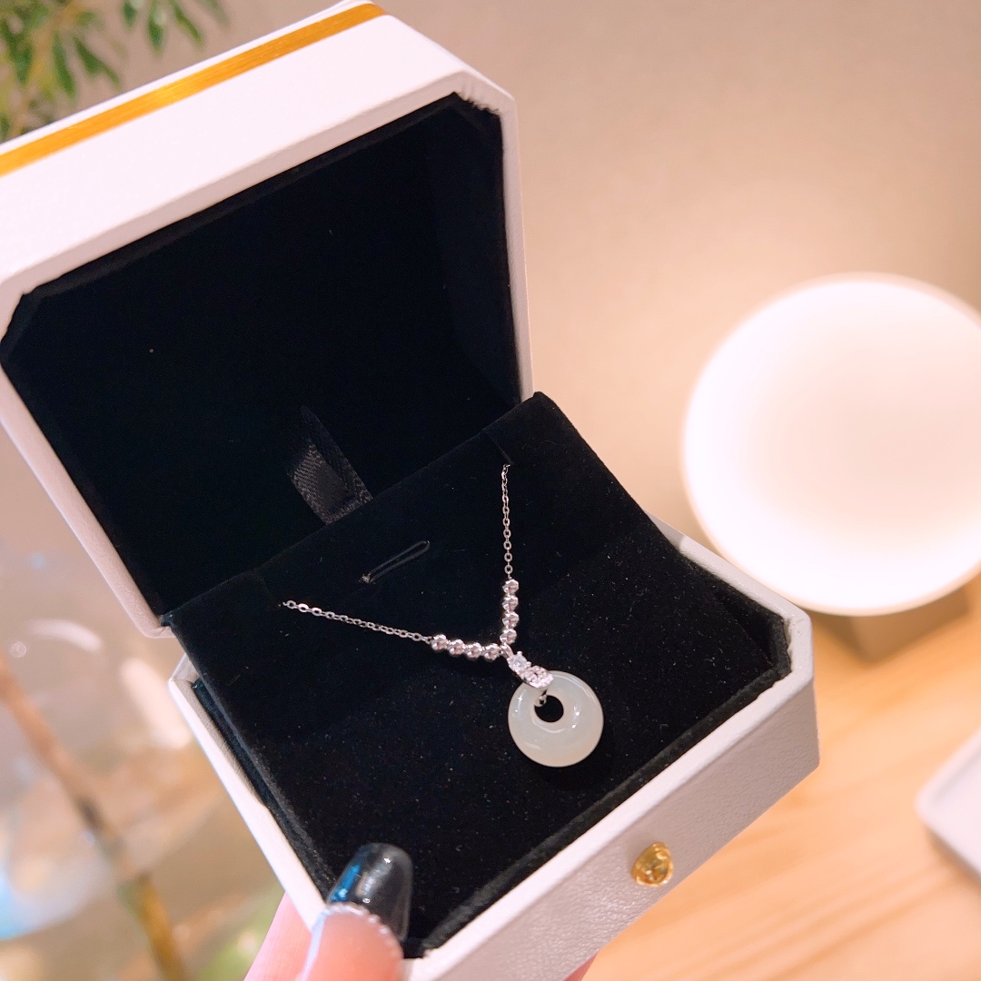 Nickelfreies Silber Hetian-Jade Kette Süß & cool Geburtstag Gold