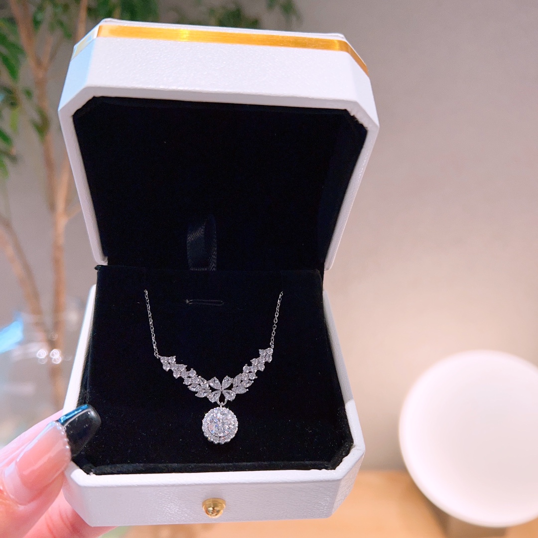 925 Silber Moissanit Kette Hochwertig Geburtstag Gold