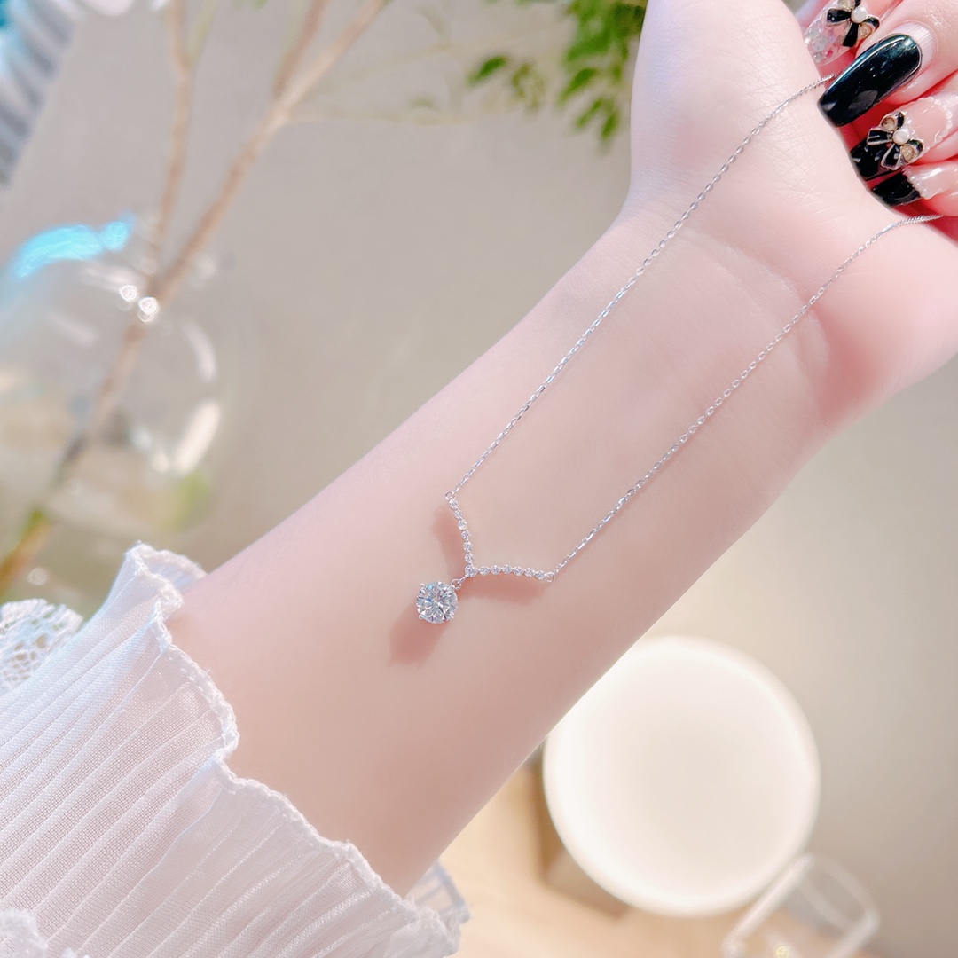 Feinsilber Moissanit Kette Verspielt Standesamt Silber