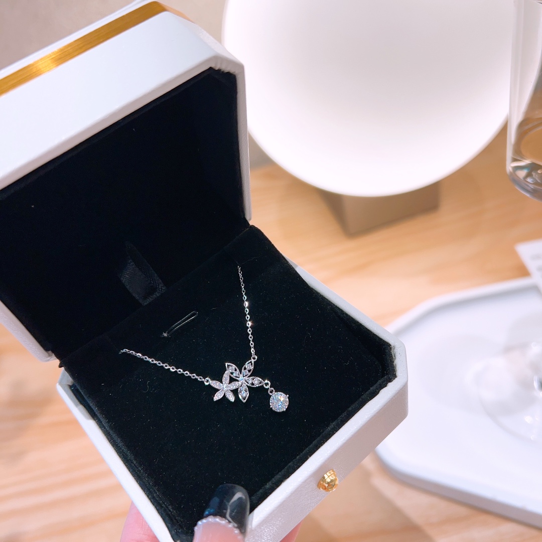 Massivsilber Moissanit Kette Intellektuell Party Gold