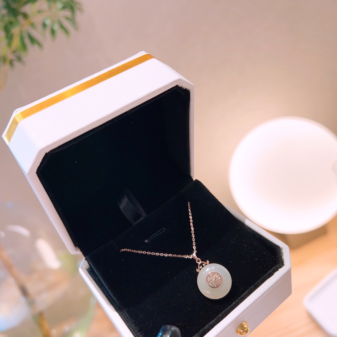 Allergiearmes Silber Hetian-Jade Kette Romantisch Bankett Gold