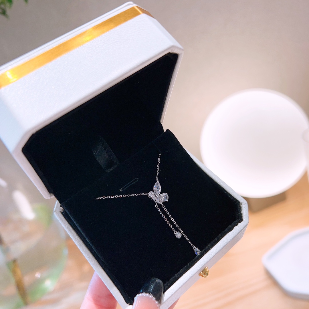 925 Silber Moissanit Kette Leichter Luxus Party Gold